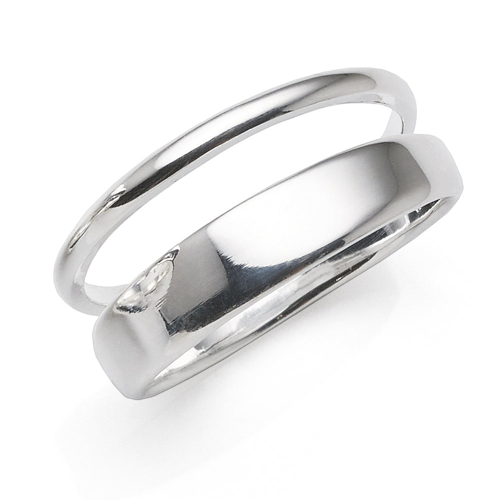 Sterling Silver Split Design 9mm Wide Band