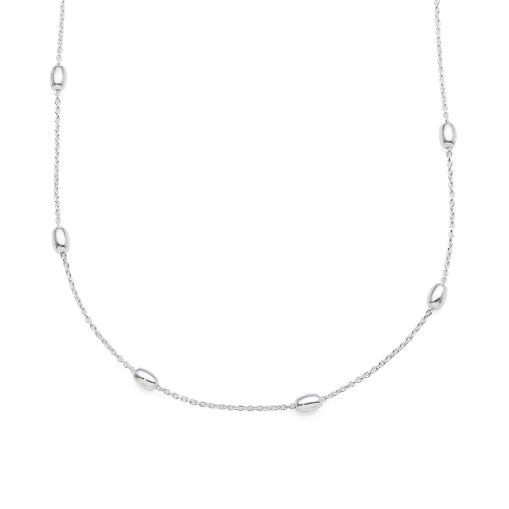 Sterling Silver Fine Belcher Chain With Oval Beads