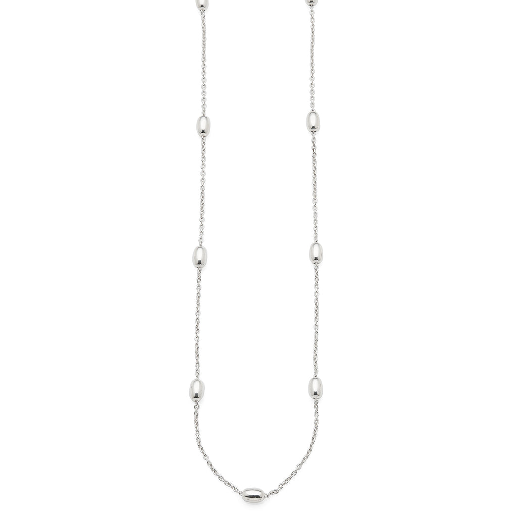 Sterling Silver Fine Belcher Chain With Oval Beads