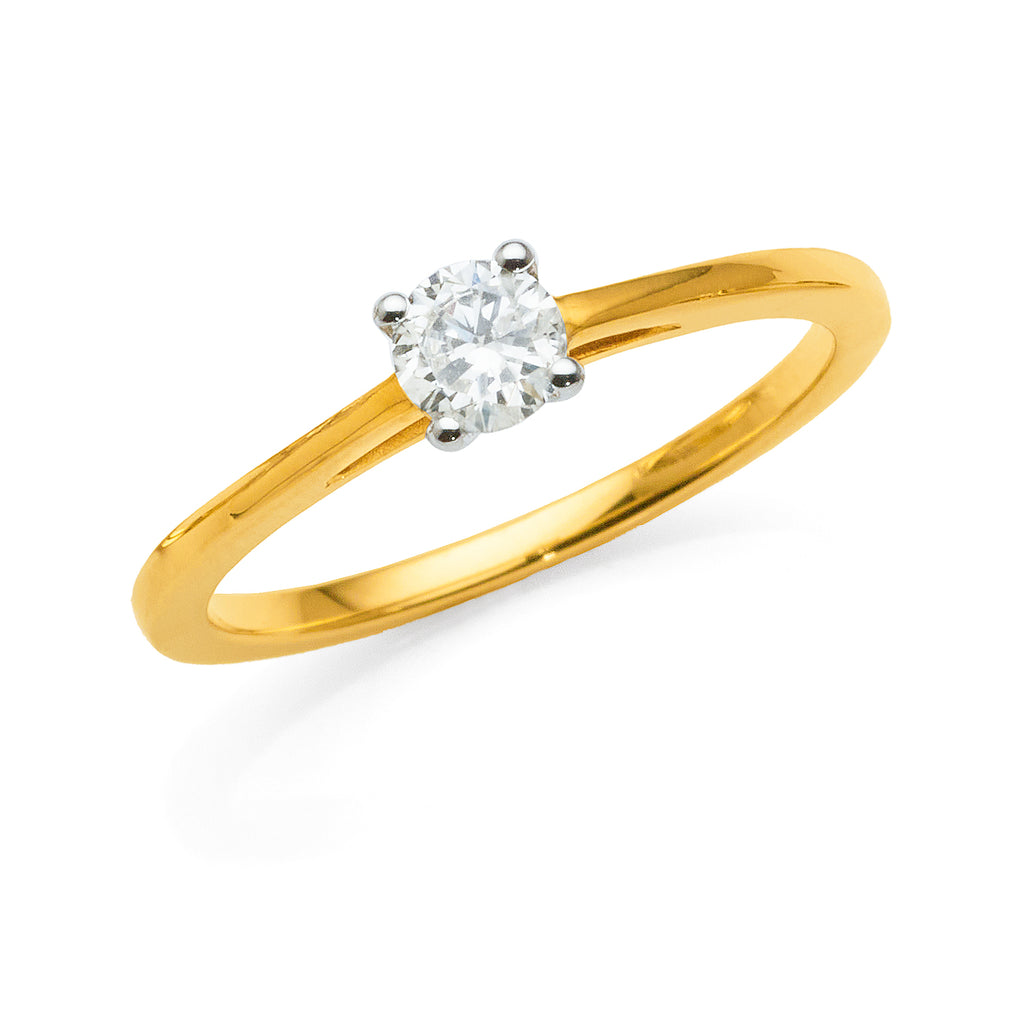 9ct Yellow Gold Diamond 0.32CT Solitaire Engagement Ring