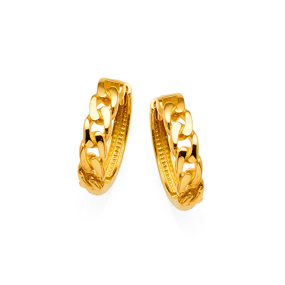 9ct Yellow Gold Open Curb Link 10mm Hoop Earrings