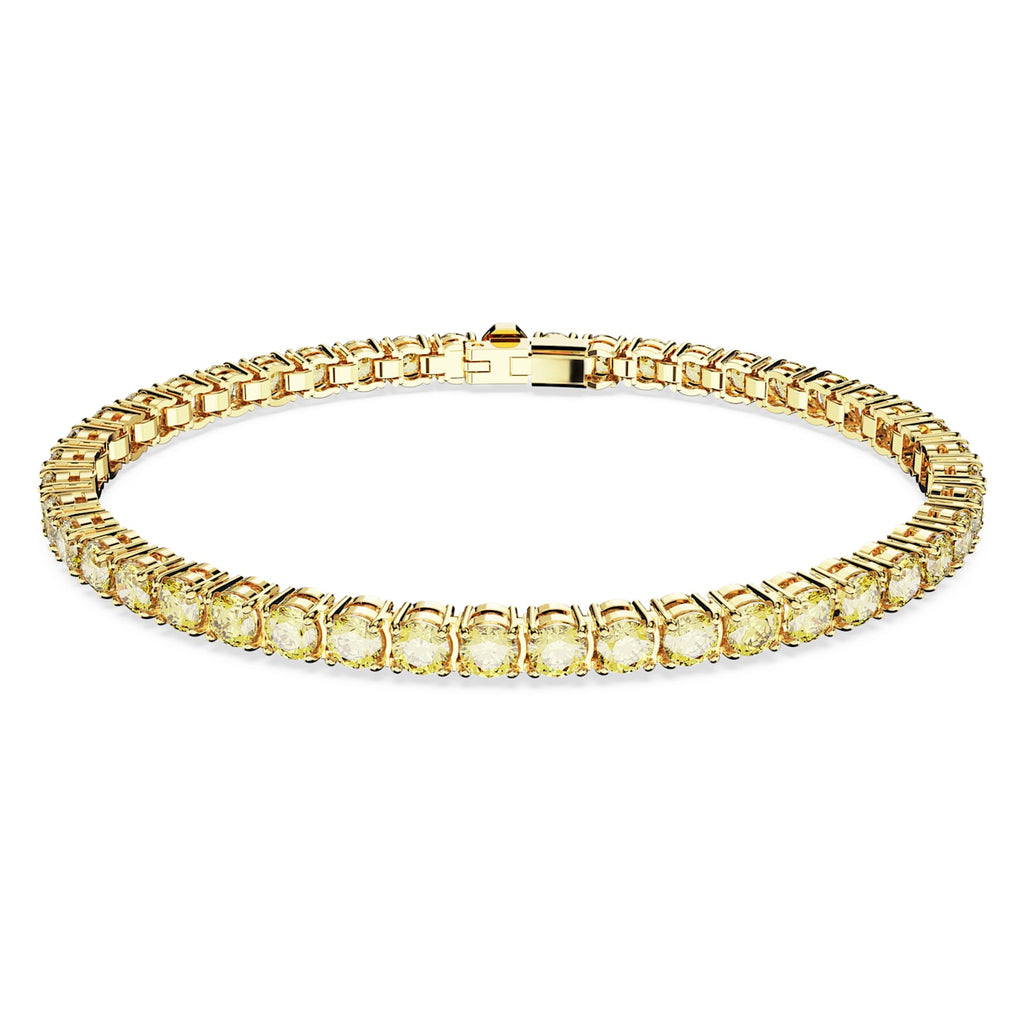 Swarovski Matrix Gold Tone Yellow Crystal Tennis Bracelet 56
