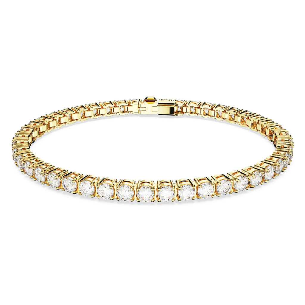 Swarovski Matrix Gold Tone White Crystal Tennis Bracelet 565