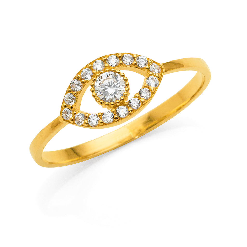 9ct Yellow Gold Cubic Zirconia Eye Ring