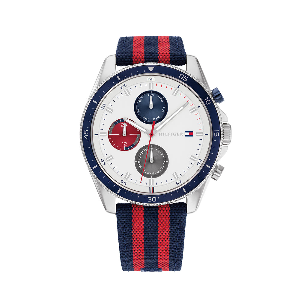 Tommy Hilfiger 'Parker' Multi-Function Red & Blue Nylon Watc