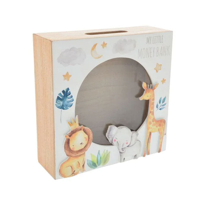 Little Moments Safari Theme Wooden Money Bank 20065