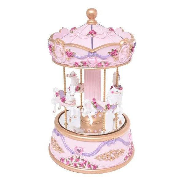 Classic Pink 4 Horse Musical Carousel Large