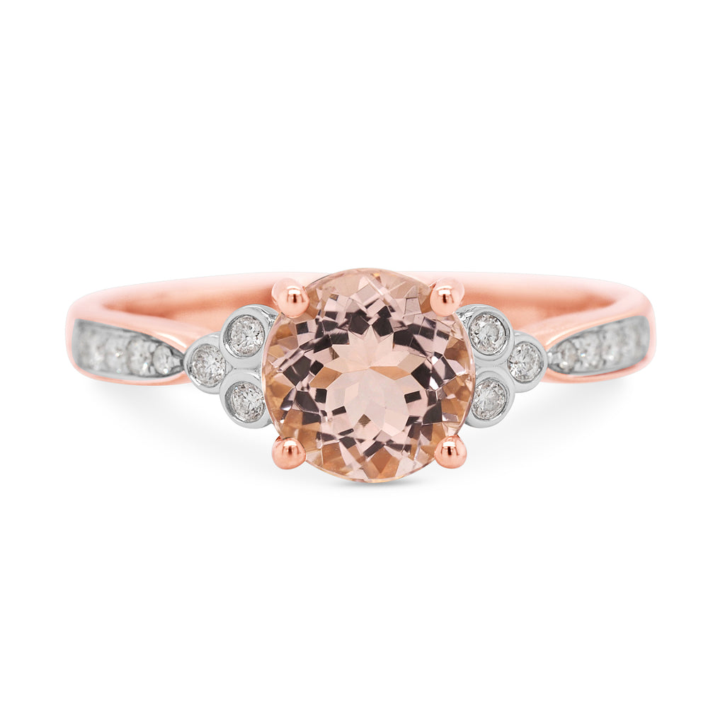 18ct Rose Gold Brilliant Cut Morganite & Diamond Ring TDW 0.