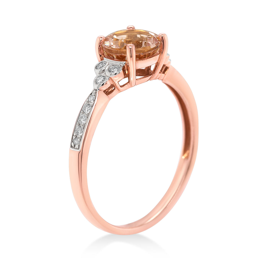 18ct Rose Gold Brilliant Cut Morganite & Diamond Ring TDW 0.