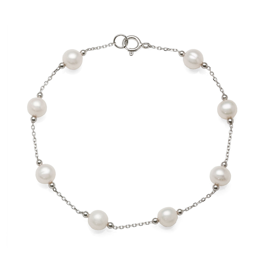 Sterling Silver Freshwater Potato Pearl Cable Chain Bracelet