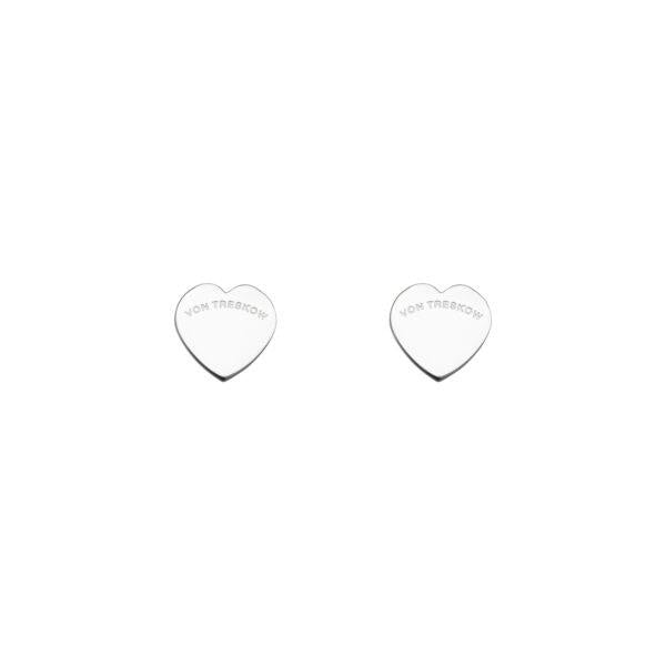 Von Treskow Sterling Silver Logo Flat Heart Studs FHS