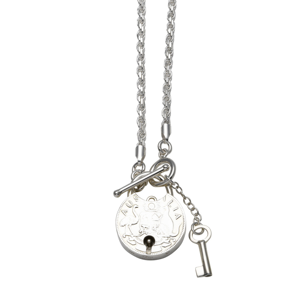 Von Treskow Large Coin Padlock On Diamond Cut Rope Chain CDN