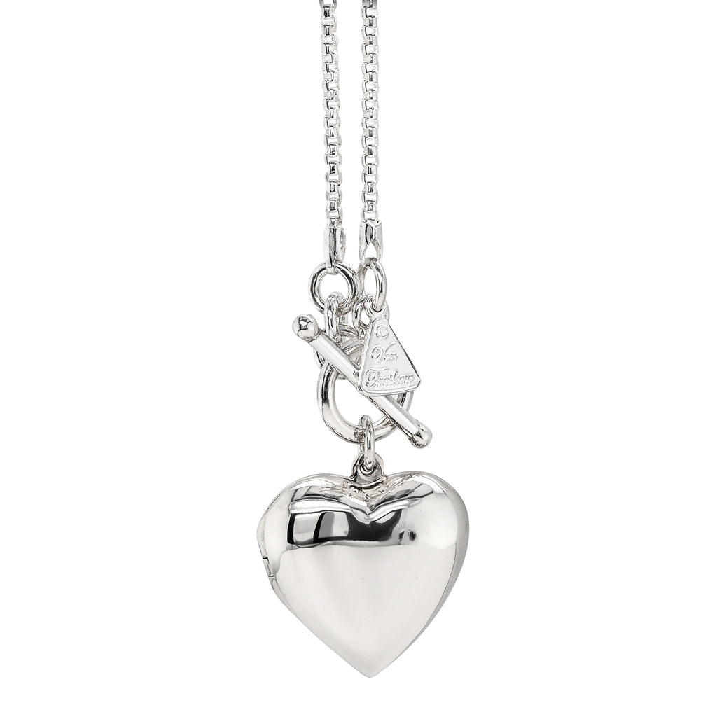 Von Treskow Sterling Silver Heart Locket on Box Chain CDN07