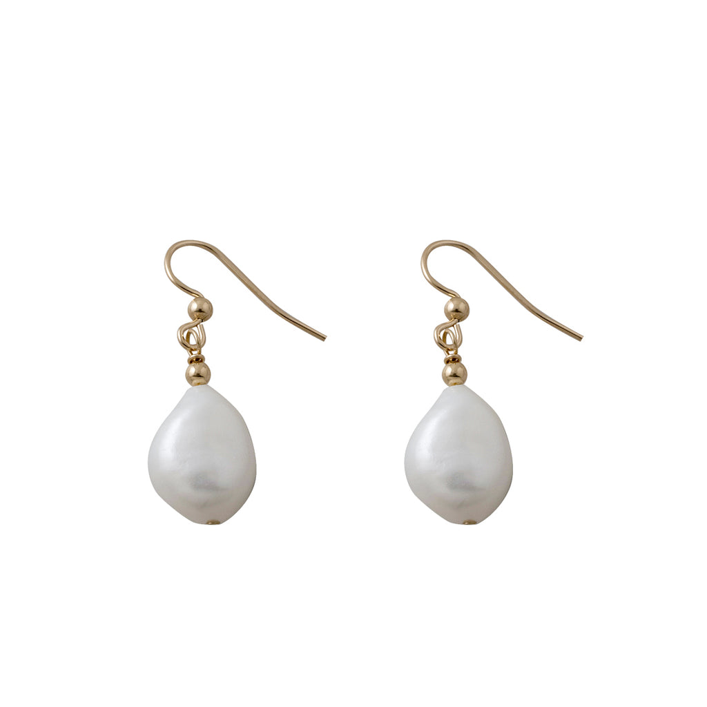 Von Treskow 14ct Yellow Gold Filled Baroque Pearl Hook Earri