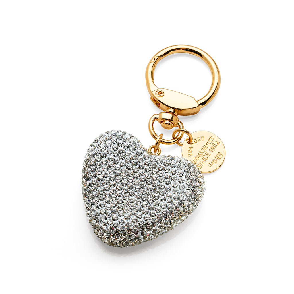 Gold Tone Crystal Encrusted Heart Keyring PKR40