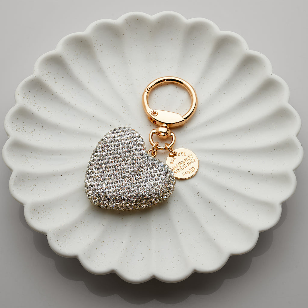 Gold Tone Crystal Encrusted Heart Keyring PKR40