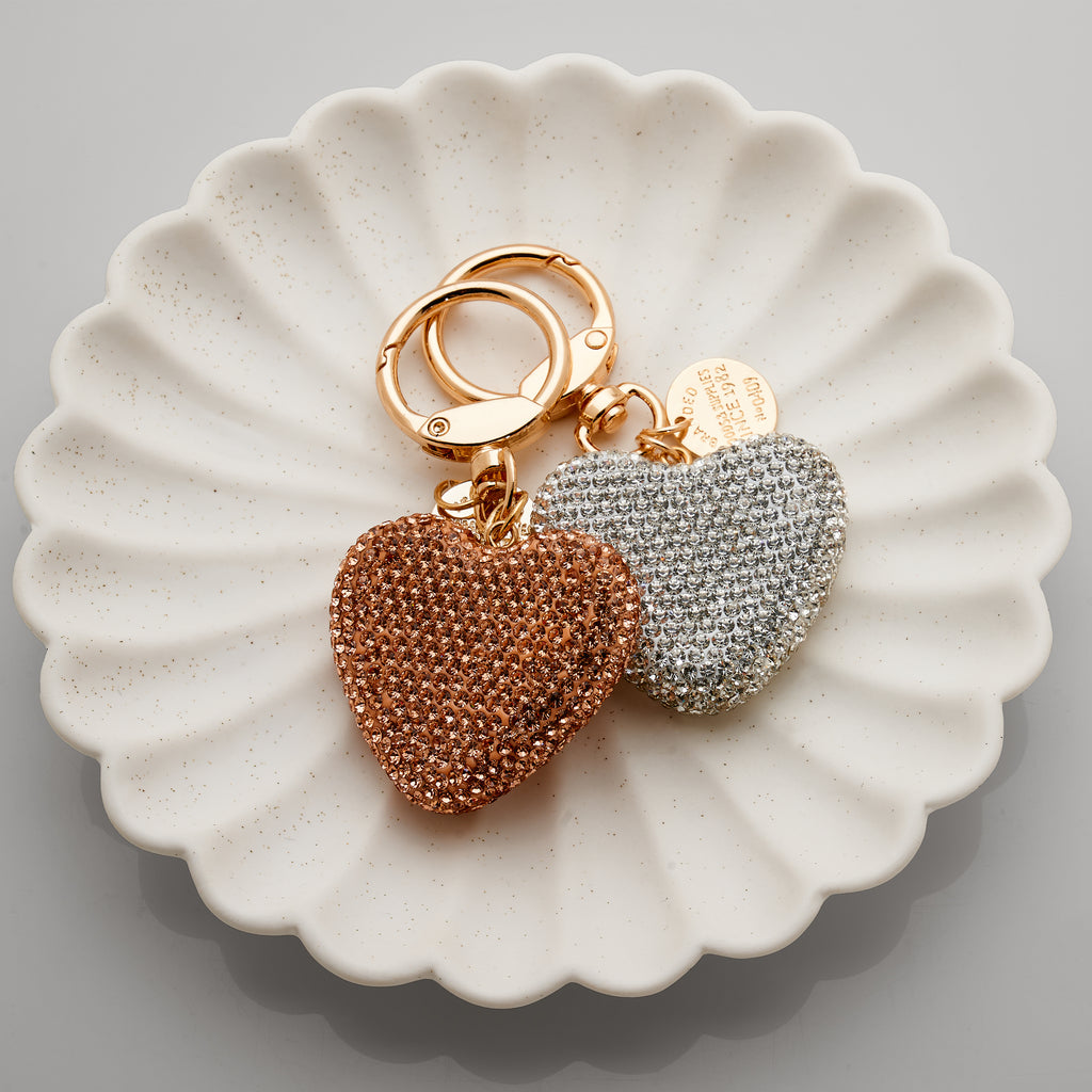 Gold Tone Crystal Encrusted Heart Keyring PKR40