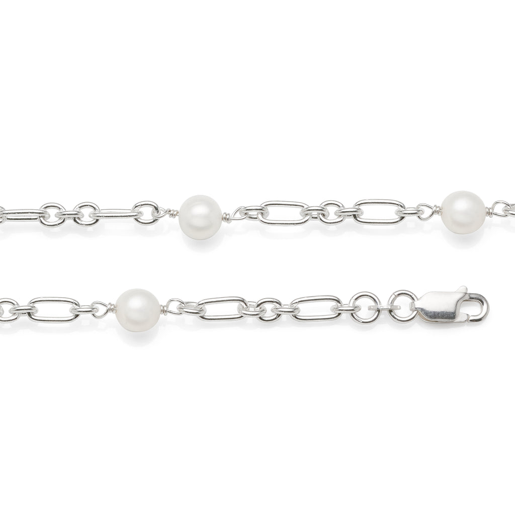 Sterling Silver Freshwater Pearl Solid Bracelet