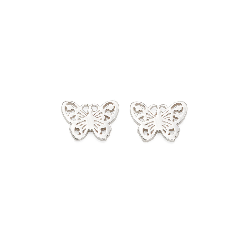 Sterling Silver Flat Butterfly Stud Earrings