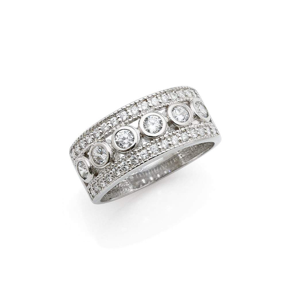 Sterling Silver Cubic Zirconia 9mm Band