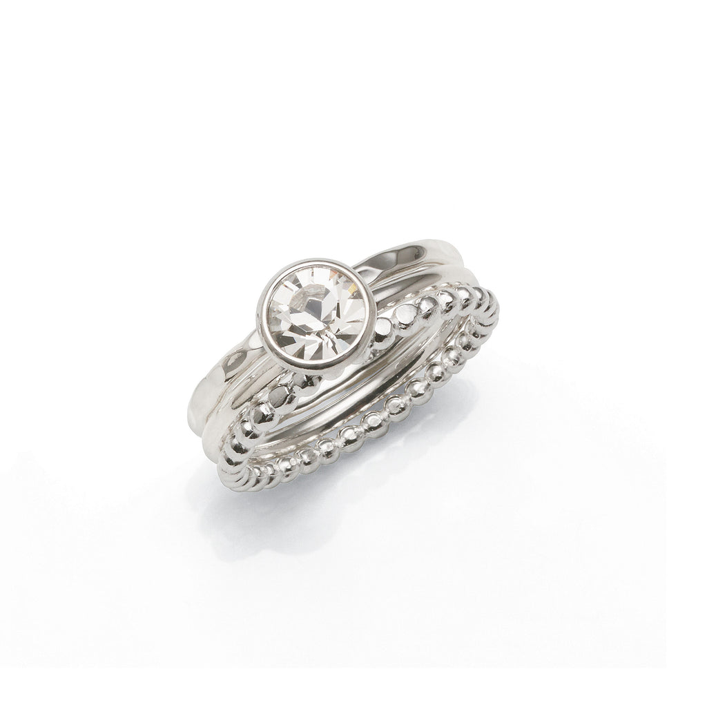 Sterling Silver Cubic Zirconia Triple Ring Set