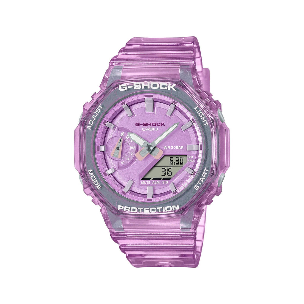 Casio G-Shock Translucent Pink Analogue Digital Watch GMAS21