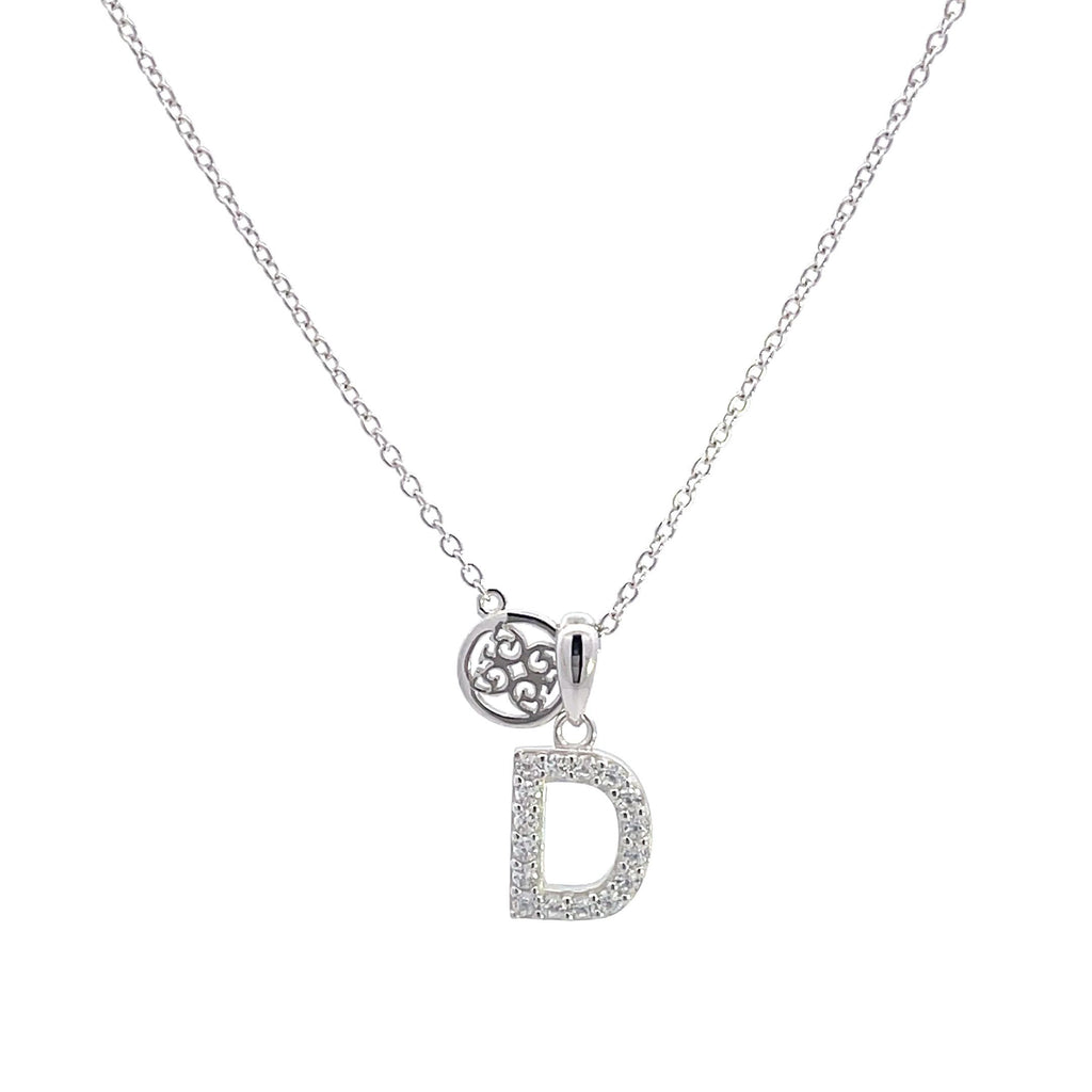 Georgini Sterling Silver Cubic Zirconia 'D' Initial Pendant