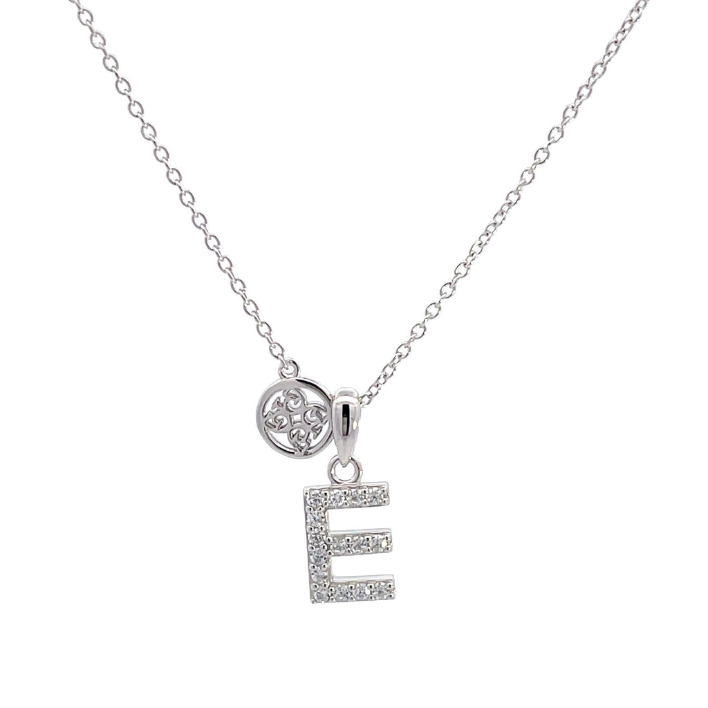 Georgini Sterling Silver Cubic Zirconia 'E' Initial Pendant