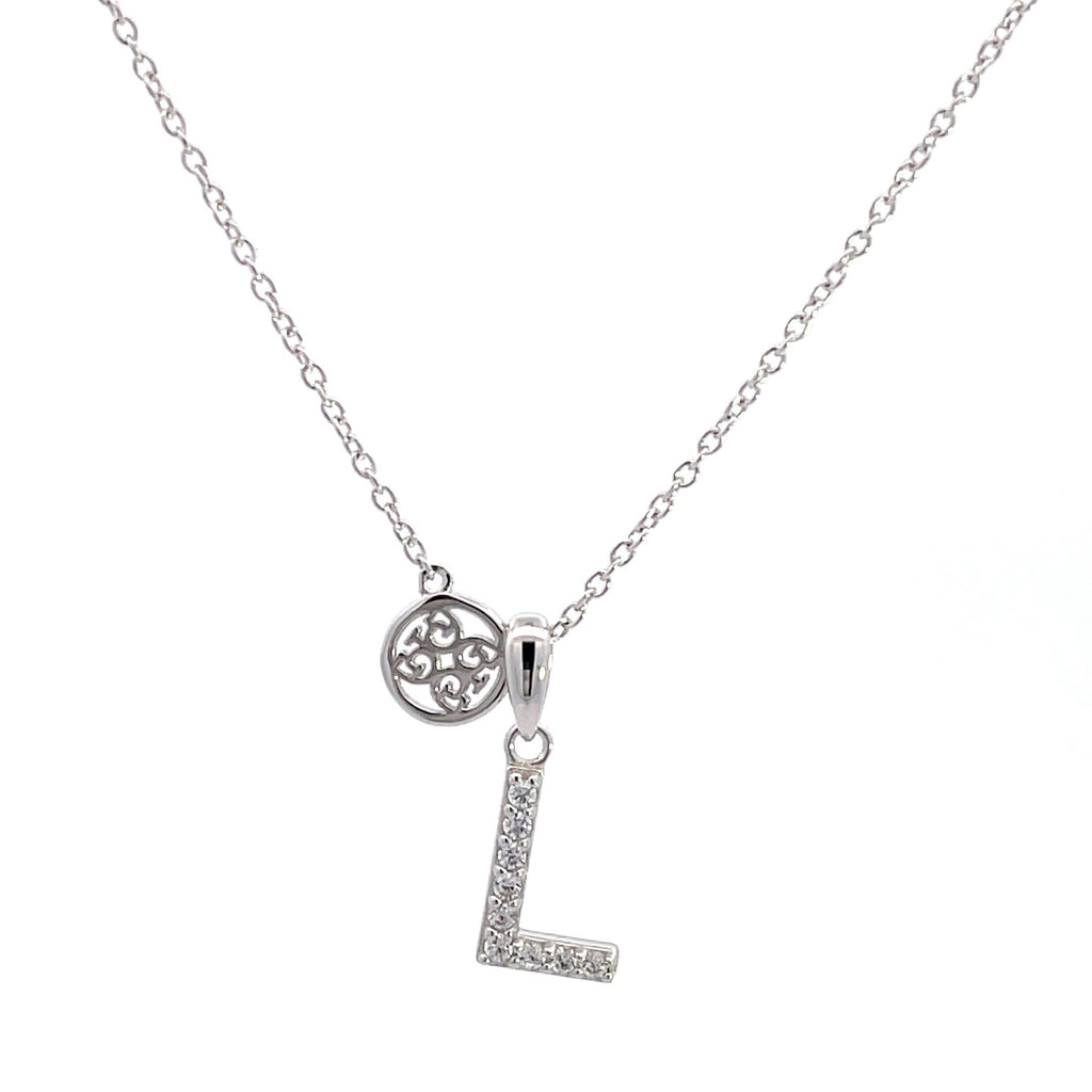 Georgini Sterling Silver Cubic Zirconia 'L' Initial Pendant