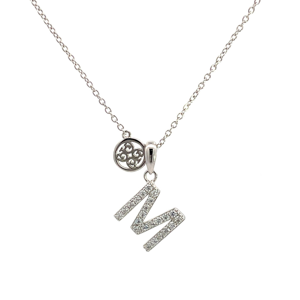 Georgini Sterling Silver Cubic Zirconia 'M' Initial Pendant