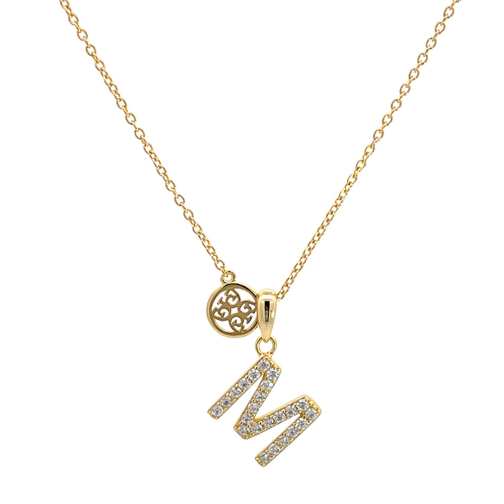 Georgini Gold Tone Cubic Zirconia 'M' Initial Pendant P894MG