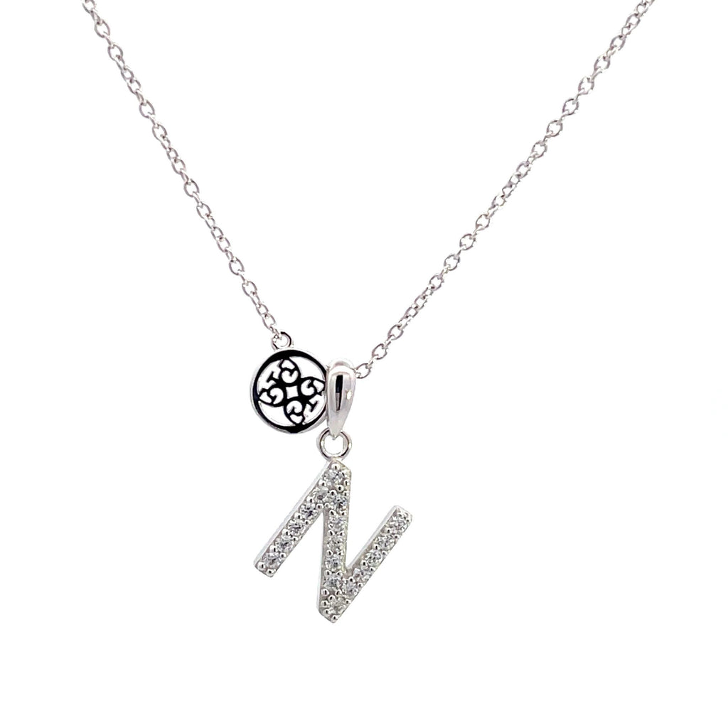 Georgini Sterling Silver Cubic Zirconia 'N' Initial Pendant