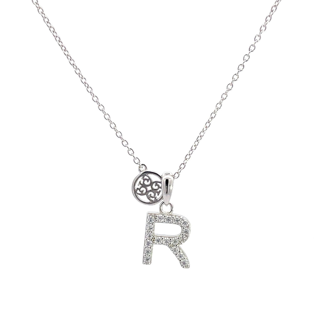 Georgini Sterling Silver Cubic Zirconia 'R' Initial Pendant