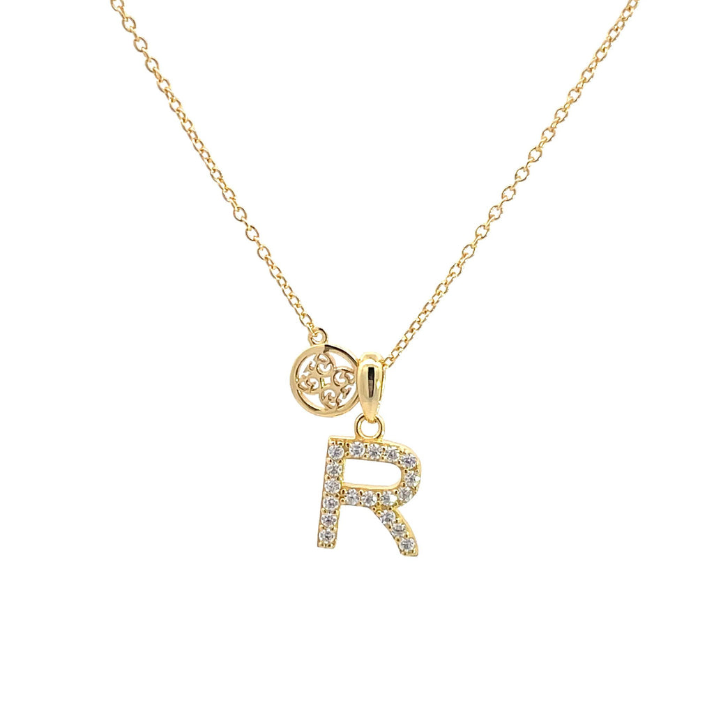 Georgini Gold Tone Cubic Zirconia 'R' Initial Pendant P894RG