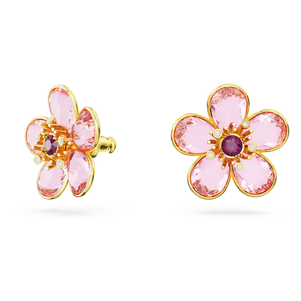 Swarovski 'Florere' Gold Tone Pink Crystal Flower Earrings 5