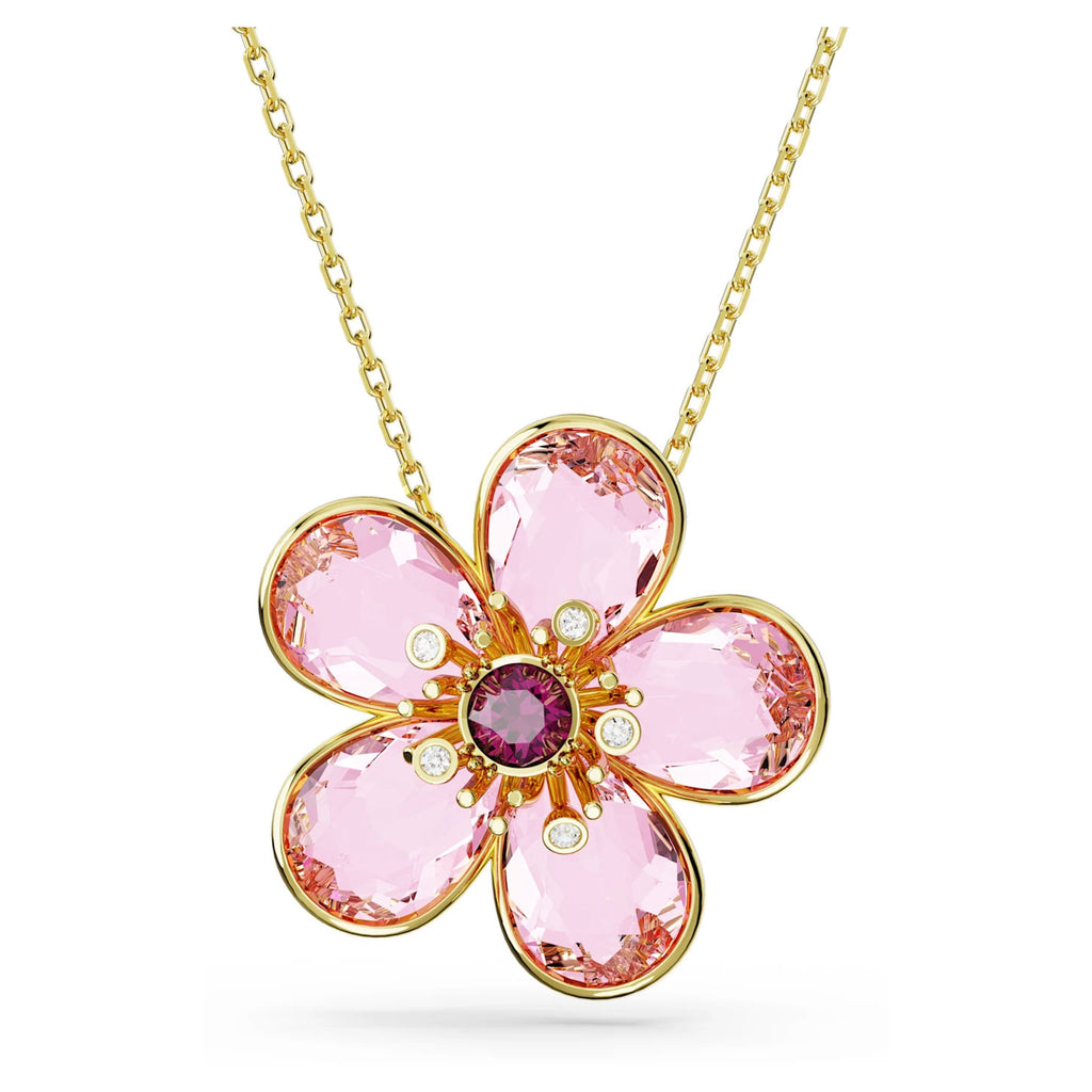 Swarovski 'Florere' Gold Tone Pink Crystal Flower Pendant 56