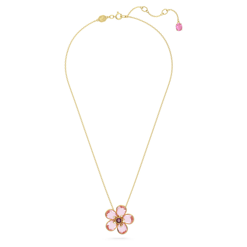 Swarovski 'Florere' Gold Tone Pink Crystal Flower Pendant 56