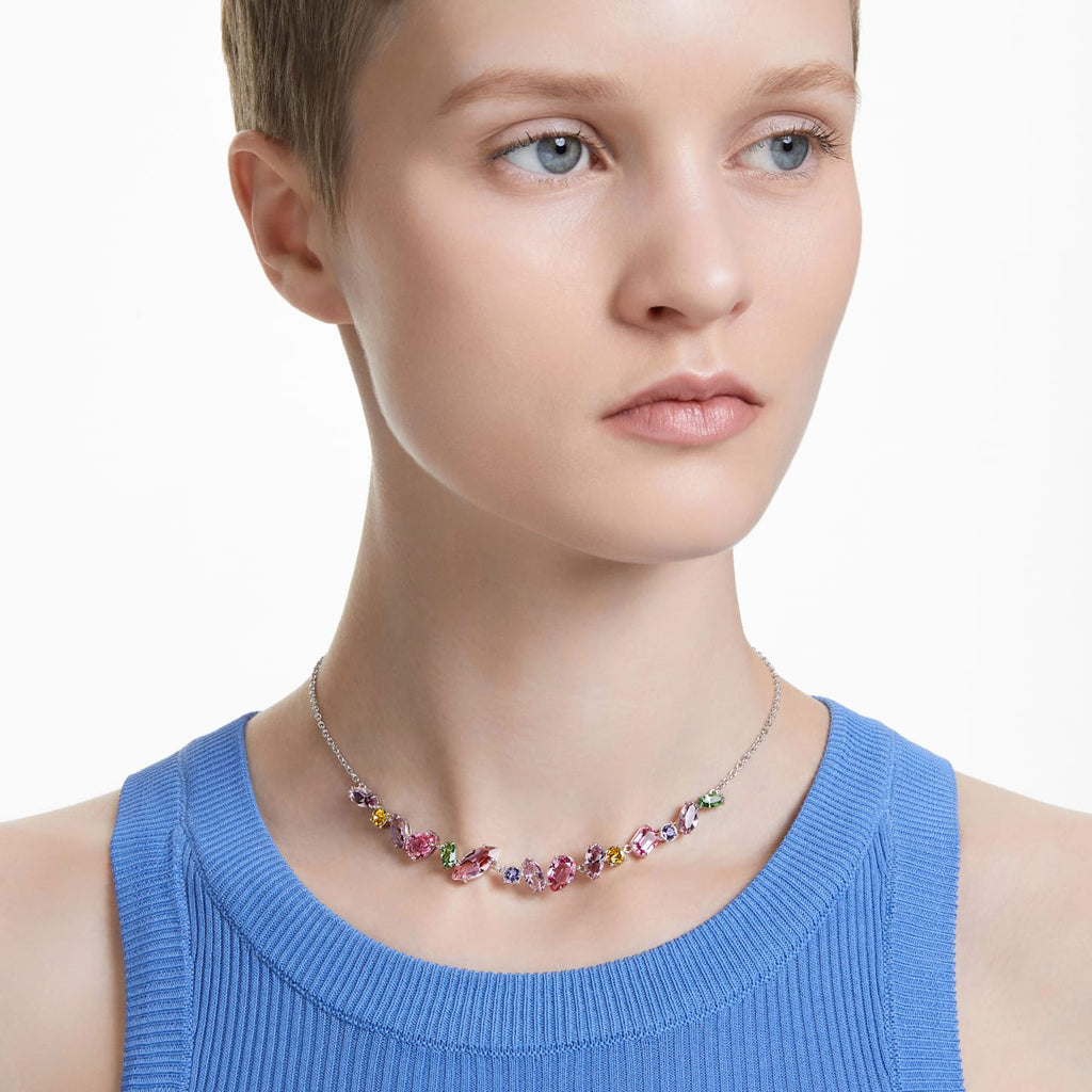 Swarovski 'Gema' Rhodium Plated Multi-Colour Crystal Necklet