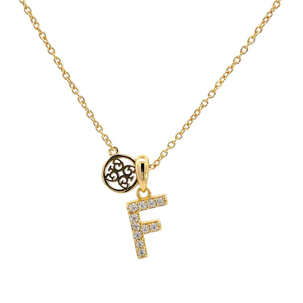 Georgini Gold Tone Cubic Zirconia 'F' Initial Pendant P894FG