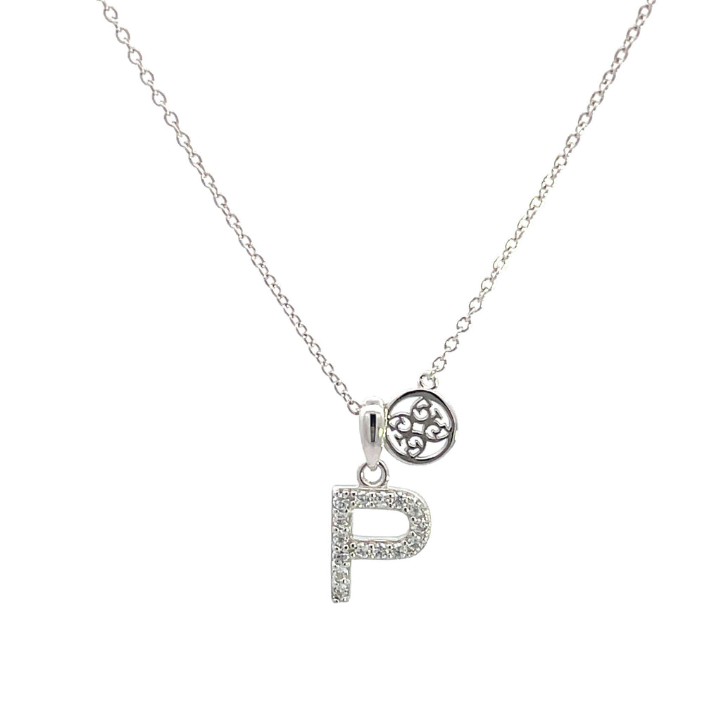 Georgini Sterling Silver Cubic Zirconia 'P' Initial Pendant