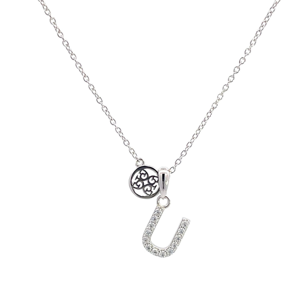 Georgini Sterling Silver Cubic Zirconia 'U' Initial Pendant