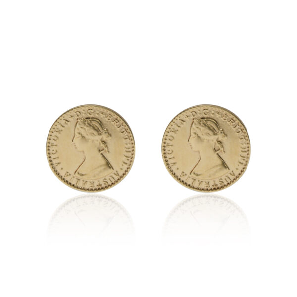 Von Treskow Luxe 9ct Yellow Gold Coin Stud Earrings LUXE07