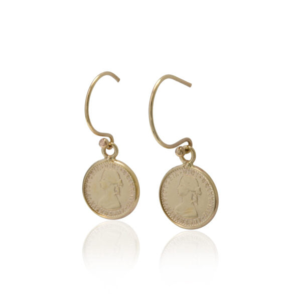 Von Treskow Luxe 9ct Yellow Gold Mini Coin Hook Earrings LUX