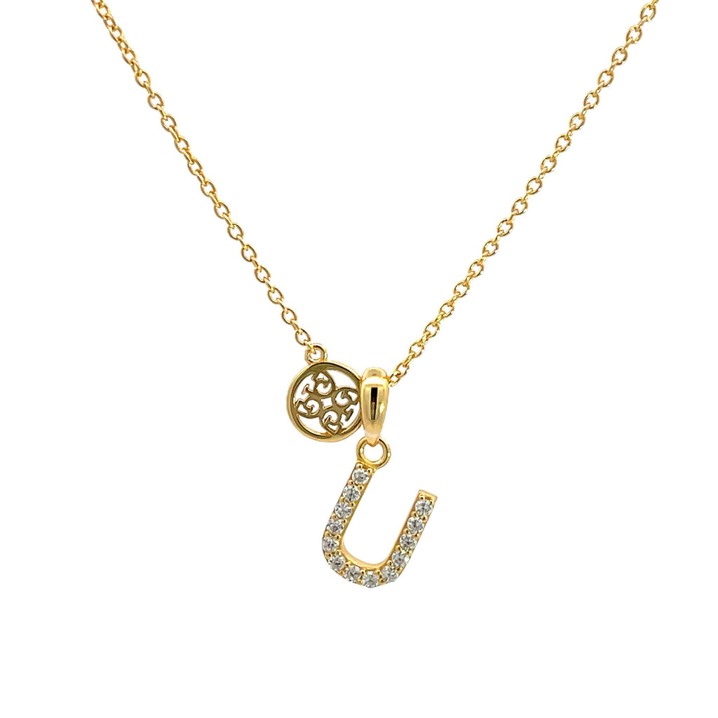 Georgini Gold Tone Cubic Zirconia 'U' Initial Pendant P894UG