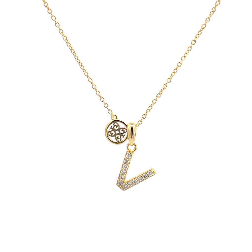 Georgini Gold Tone Cubic Zirconia 'V' Initial Pendant P894VG