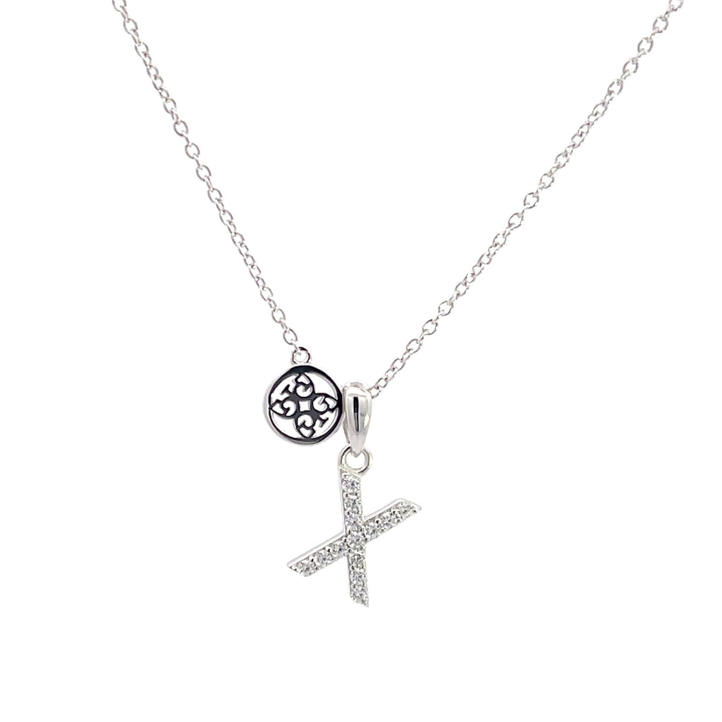 Georgini Sterling Silver Cubic Zirconia 'X' Initial Pendant