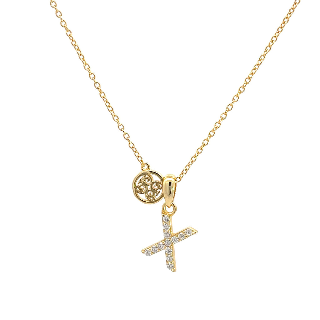 Georgini Gold Tone Cubic Zirconia 'X' Initial Pendant P894XG