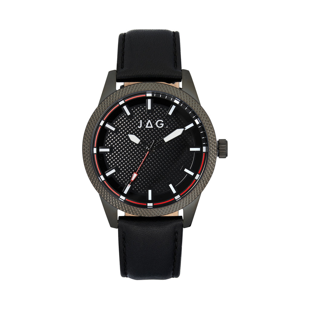 Jag Belmont Black Leather Analogue Watch