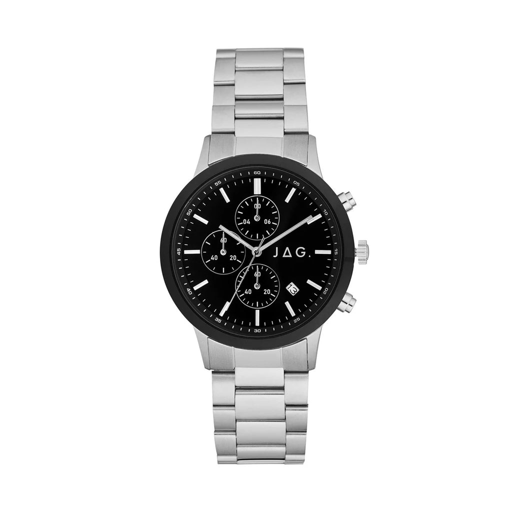 Jag Carlton Stainless Steel Black Dial Chronograph Watch J26