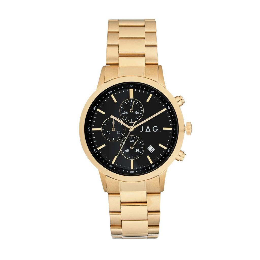 Jag Carlton Gold-Tone Black Dial Chronograph Watch J2689A